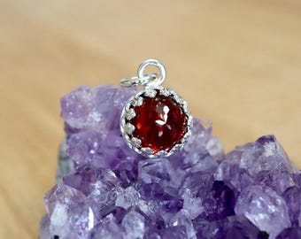 Royal Garnet Charm, Pendant - January Birthstone in 14k Solid Gold, 14K Gold Plated, and Sterling Silver