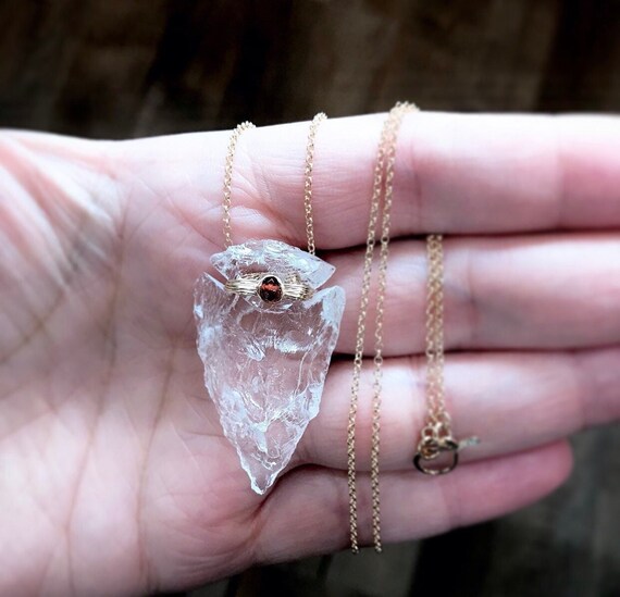 Red Garnet and Quartz Arrowhead 