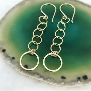 Linx Earrings | Choose Your Length | Long Interlocking Textured Sterling Silver or 14Kt Gold Filled Classic Dangle Earrings Gifts for Her