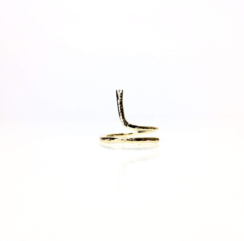 The L Ring 14k Gold Filled Wrap Ring Sterling Silver Knuckle Ring Rose Gold Midi Ring Adjustable L Shaped Thumb Ring