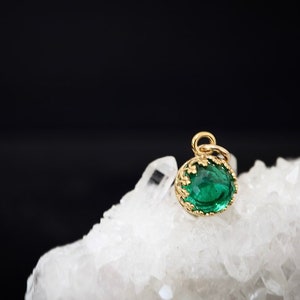 2.5 Ct Emerald Charm or Pendant May Birthstone Birthday Gift 14Kt Yellow Solid Gold, Gold Fill, Sterling Silver Mothers Gift Necklace image 3