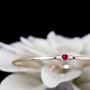 Ruby Signature Bangle - July Birthstone Bracelet available in 14k Gold Filled and Sterling Silver