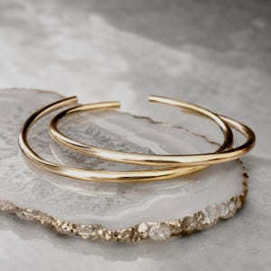 The Cuff | Thick 3.25mm 14Kt Gold Filled or Sterling Silver Bracelet | 1st Wedding Anniversary Gift for Him or Her