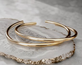 De manchet | Dikke 14 kt gold filled of sterlingzilveren armband van 3,25 mm | Cadeau 1e huwelijksverjaardag voor hem of haar