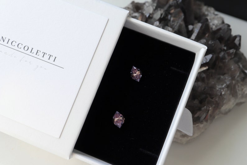 3 Ct Alexandrite Geo Studs June Birthstone Gift for Her Dainty 14Kt Gold Filled or Sterling Silver Lab Alexandrite Unisex Earrings image 2