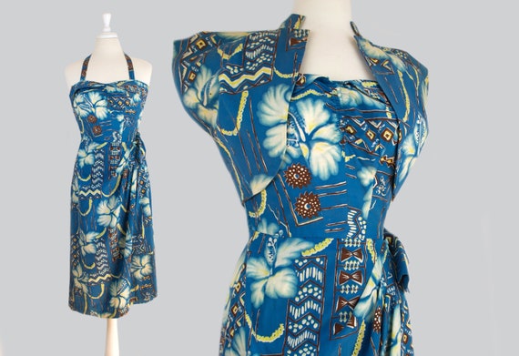 Paradise 1952 Vintage Cotton Sarong Hawaiian Dress