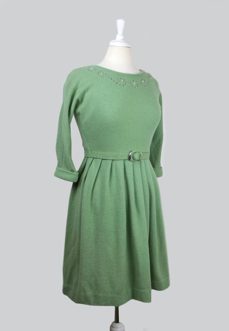Vintage 1950s/1960s Green Knit Party Dress / 50s 60s Fit & - Etsy