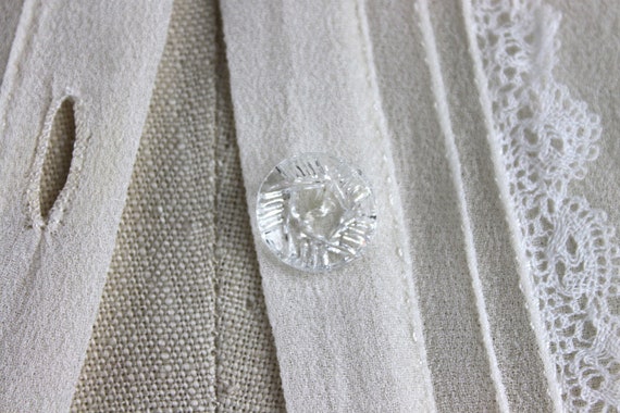 1930s Sheer White Crepe Blouse w/ Pin-tucking, Em… - image 9