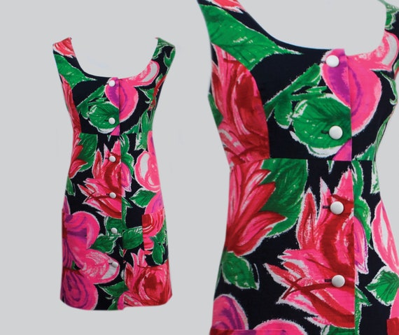 Tori Richard Hawaiian Shift Dress / 1970s Barkclot