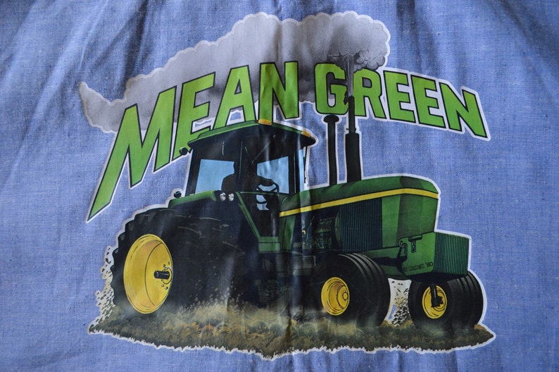 Vintage 1980s Blue Shirt Large with Roach Iron on Big Ben Shirt Mean Green Tractor Iron On 80s Short Sleeve
