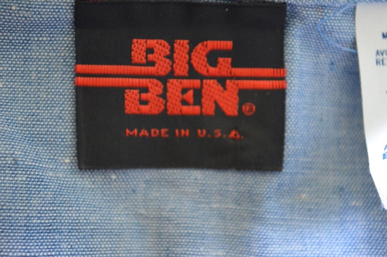 Vintage 1980s Blue Shirt Large with Roach Iron on Big Ben Shirt Mean Green Tractor Iron On 80s Short Sleeve