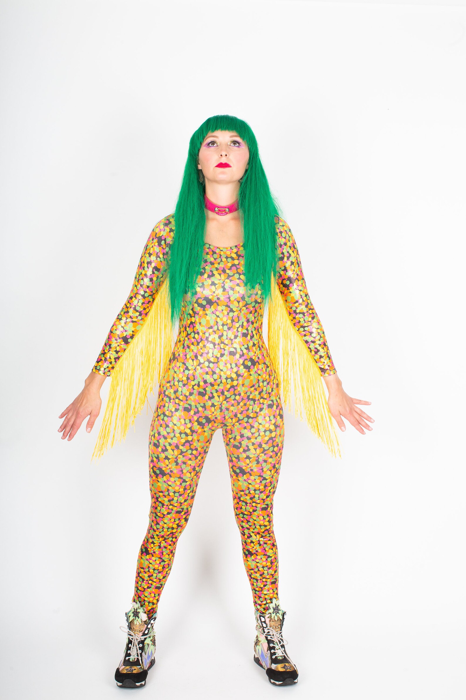 Pretty Patterned Holographic Onesie With Long Fringing Etsy