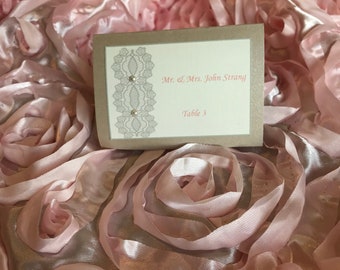 Elegant Champagne Lace Escort Card