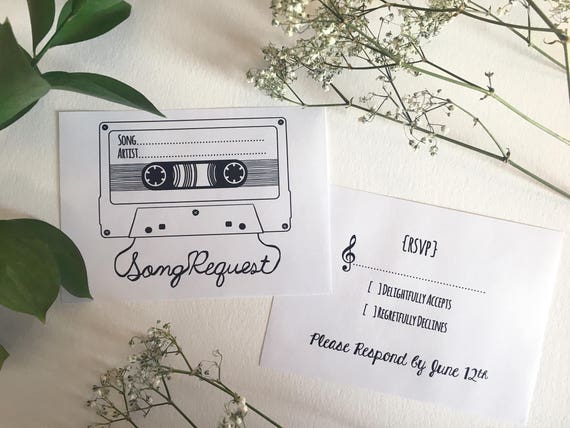 Song Request &amp; RSVP Card Mixtape Style 1 Digital | Etsy