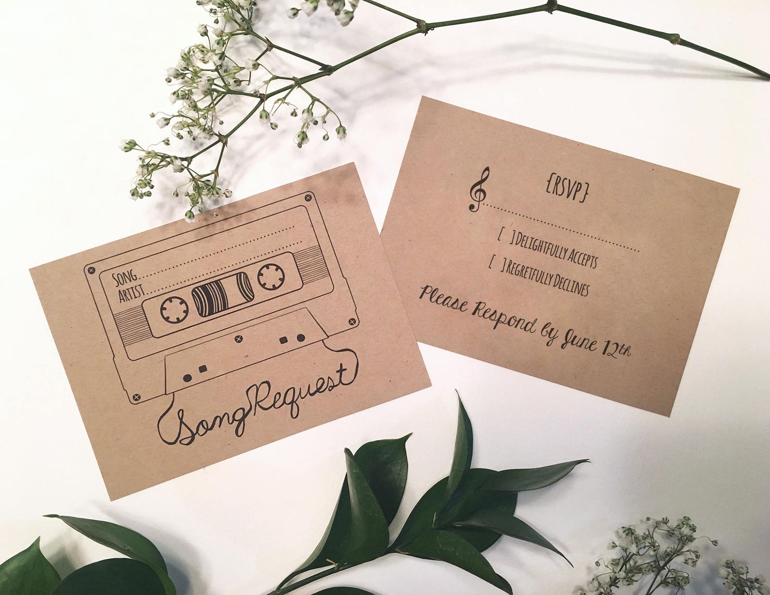 Song Request &amp; RSVP Card Mixtape Style 2 Digital - Etsy