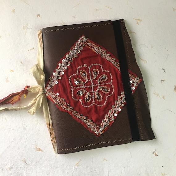 Art Journal Cotton Paper Leather Journal With Indian Etsy