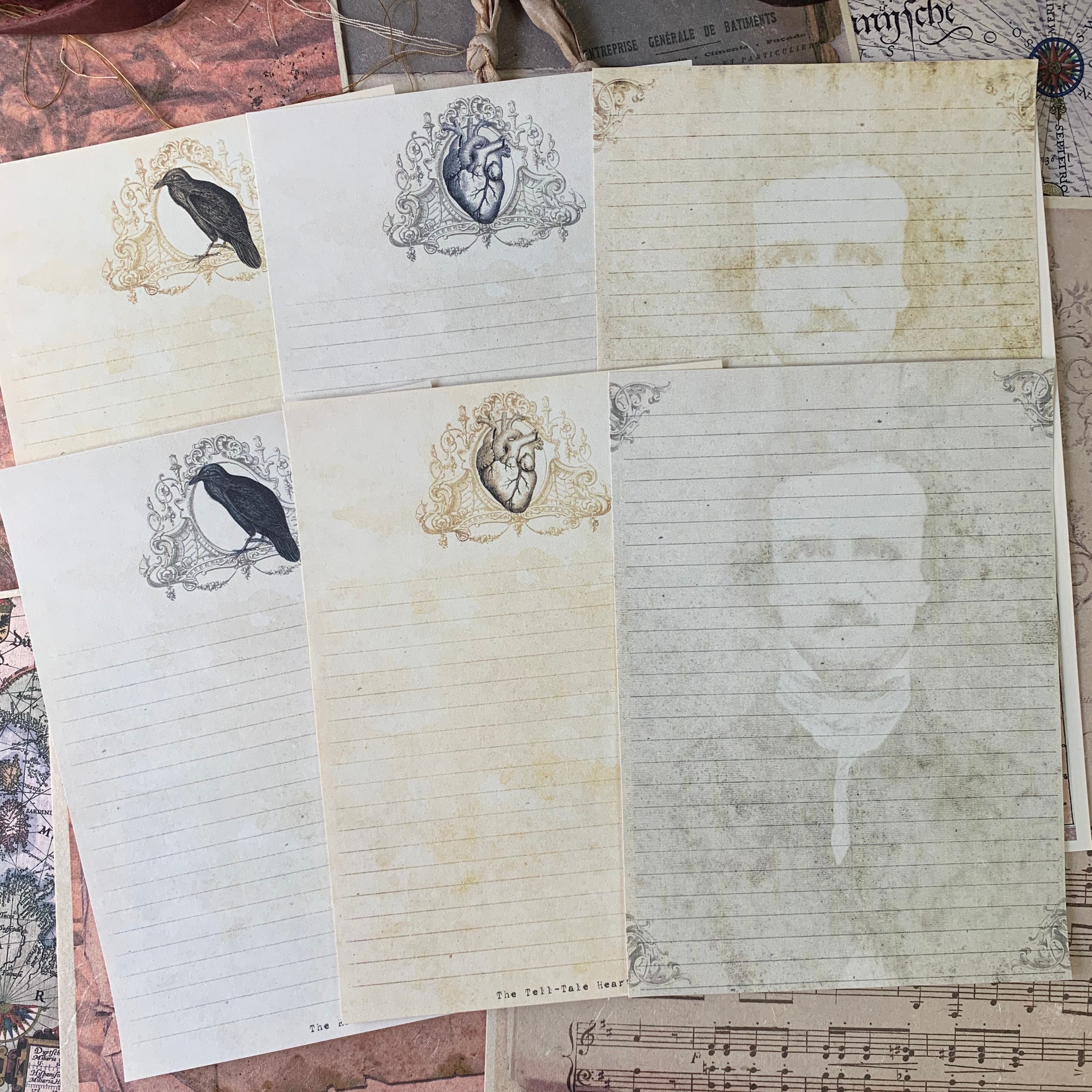 Edgar Allan Poe Paper 5 x 7 inches 6 Piece Stationery Etsy