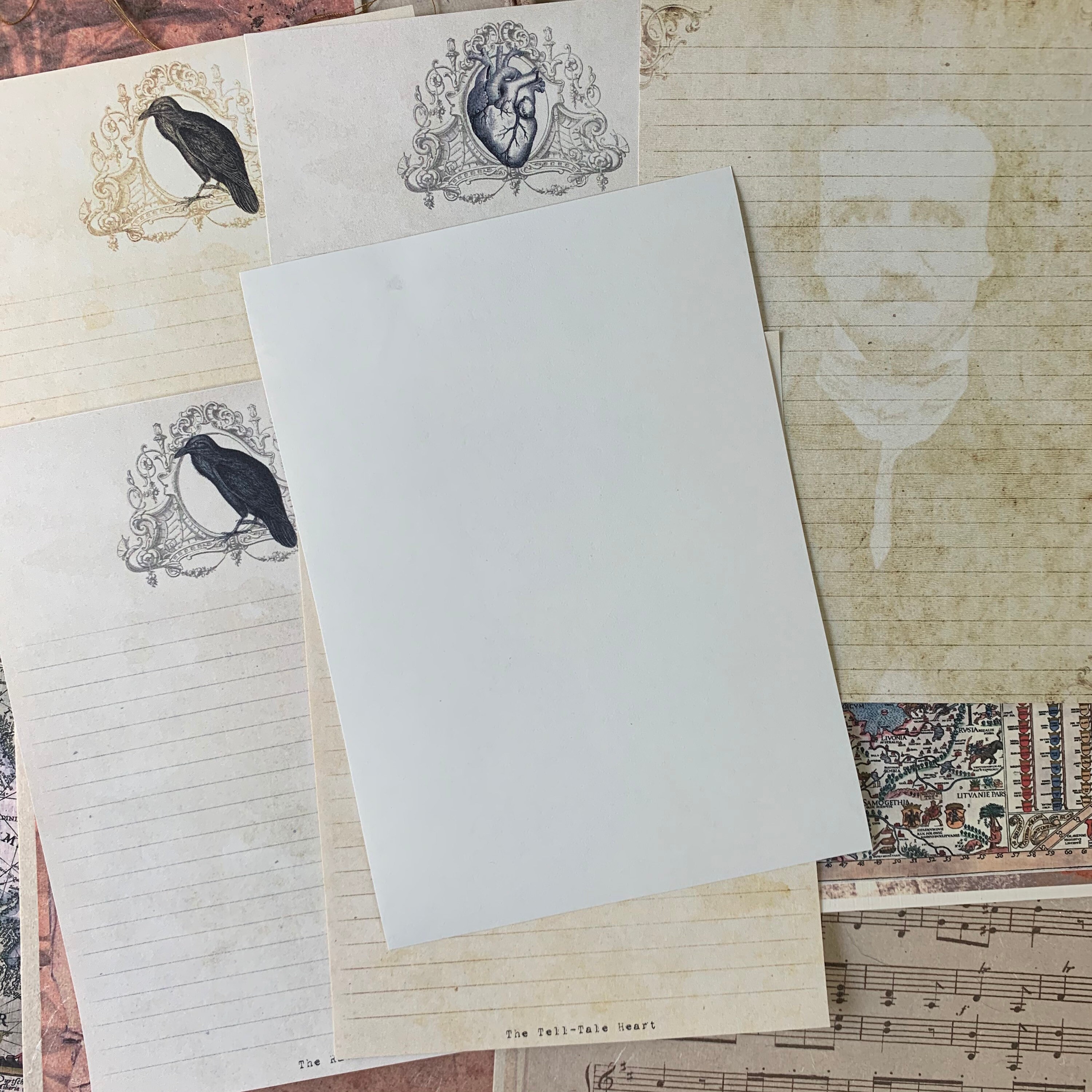 Edgar Allan Poe Paper 5 x 7 inches 6 Piece Stationery Etsy