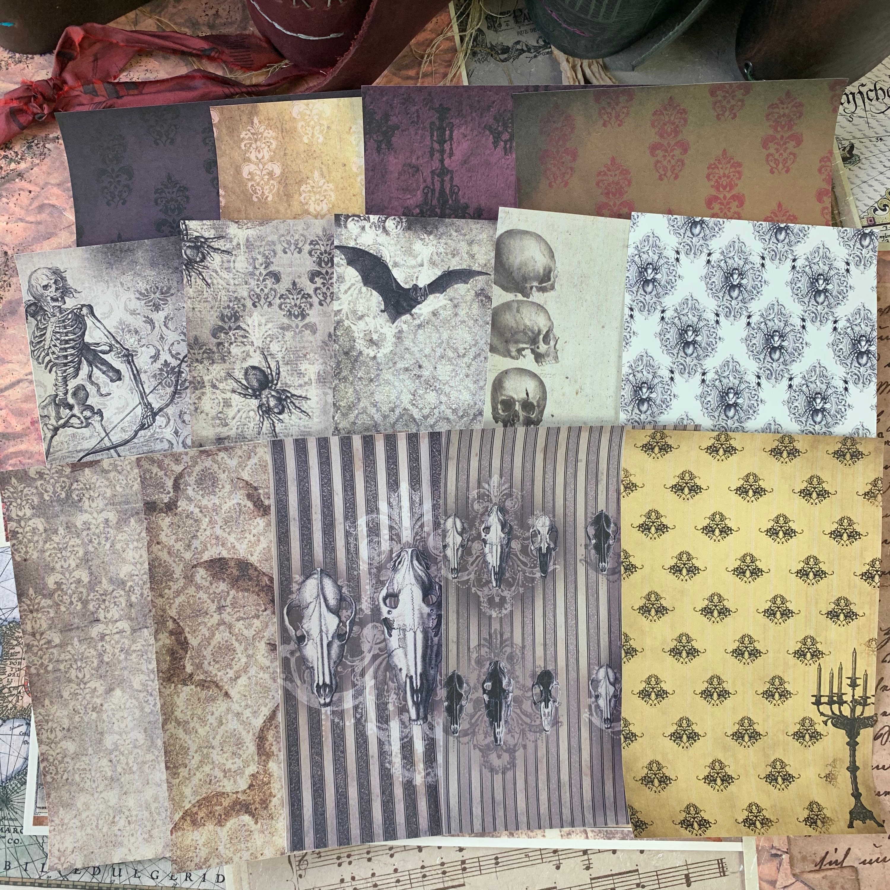 Gothic Stationery Set, Writing Papers, Journal Cards, Set of 14 ...