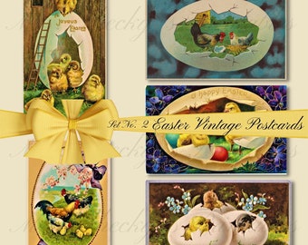 Vintage Postcard Series & Tags-Easter Set#2--Digital Printable Download