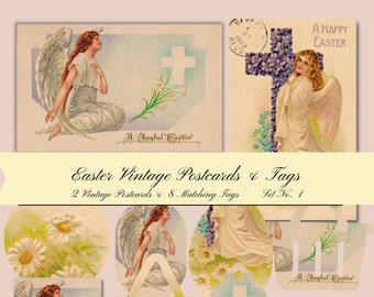 Vintage Postcards & Tags Series Set #2-Easter-Digital Printable Download