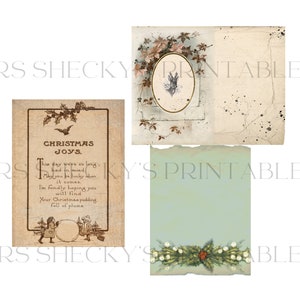 Christmas Joy Vintage Christmas digital paper featuring digital postcards and ephemera background collages image 5