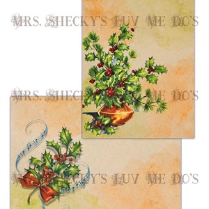 Christmas Joy Vintage Christmas digital paper featuring digital postcards and ephemera background collages image 6