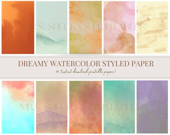 Dreamy Watercolor Style Pages/Backgrounds for Scrapbooking, Junk Journaling, crafts, paper art