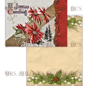 Christmas Joy Vintage Christmas digital paper featuring digital postcards and ephemera background collages image 4