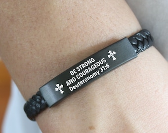 Bible Verse Engraved Bracelet, Christian Scripture Jewelry, Faith Quote Jewelry Bracelet, Strength Bracelet, Encouragement Jewelry