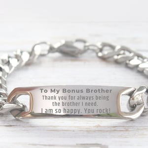 Gift for Bonus Brother, Brother in Law Wedding Gift, Stepbrother Birthday Gift, Bracelet for Unbiological Brother, Best Bonus Brother