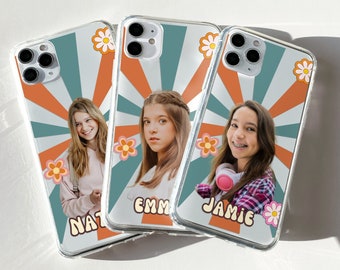 Gepersonaliseerde iPhone-hoes, voeg je fototelefoonhoesje toe, unieke retro duidelijke hoes voor iPhone 11 12 13 14 15