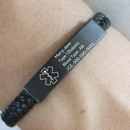 Medical Emergency Contact Bracelet Custom Health Alert Etsy