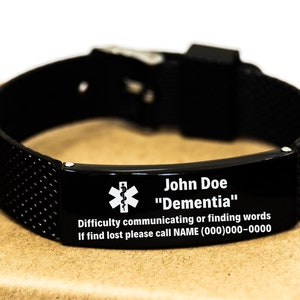 Alzheimer039s Disease Alert Bracelet ICE SOS Emergency Medic ID Identity  Wristband  eBay