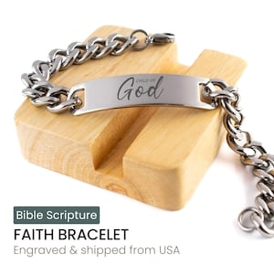 Child of God Bible Saying Bracelet, Christian Stainless Steel Bracelet For Men, Faith Cuban Link Bracelet, Religious Bible Verse Gift