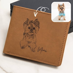 Present for Dog Parents, Custom Dog Photo Wallet, Personalized Leather Wallet with Pet Portrait & Name, Pet Memorial Gift for Dog Lovers