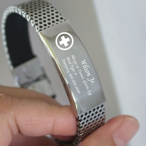 Custom Medical Alert ID Bracelet, Allergy Autism Dementia Diabetic Health ID Jewelry, Custom Engraved Accessory for Kids or Elders