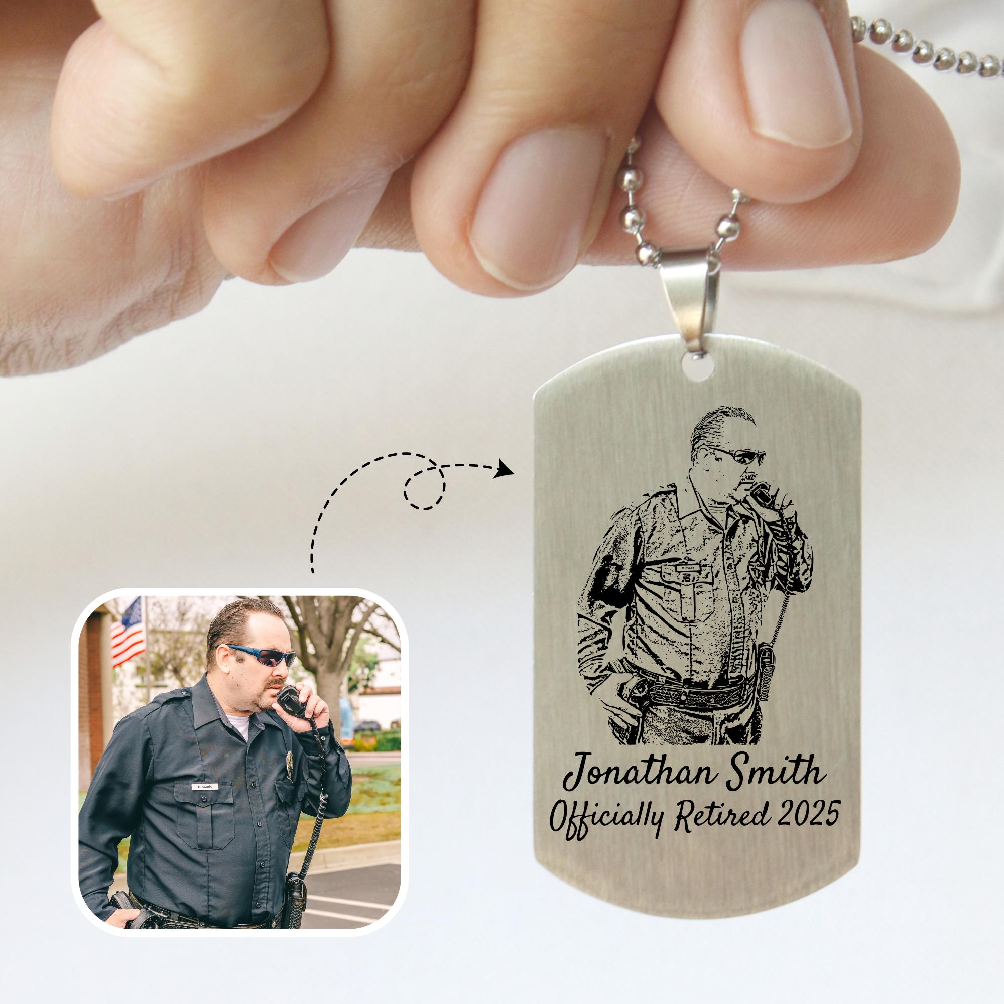 Custom Police Retirement Dog Tag Necklace, Personalized Law Enforcement…