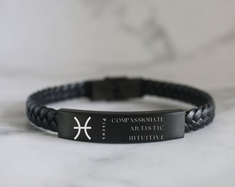 Pisces Constellation Bracelets Laser Engraved Black Silicone Bracelet Zodiac Horoscope Men Women Jewelry Wristband February March Gift