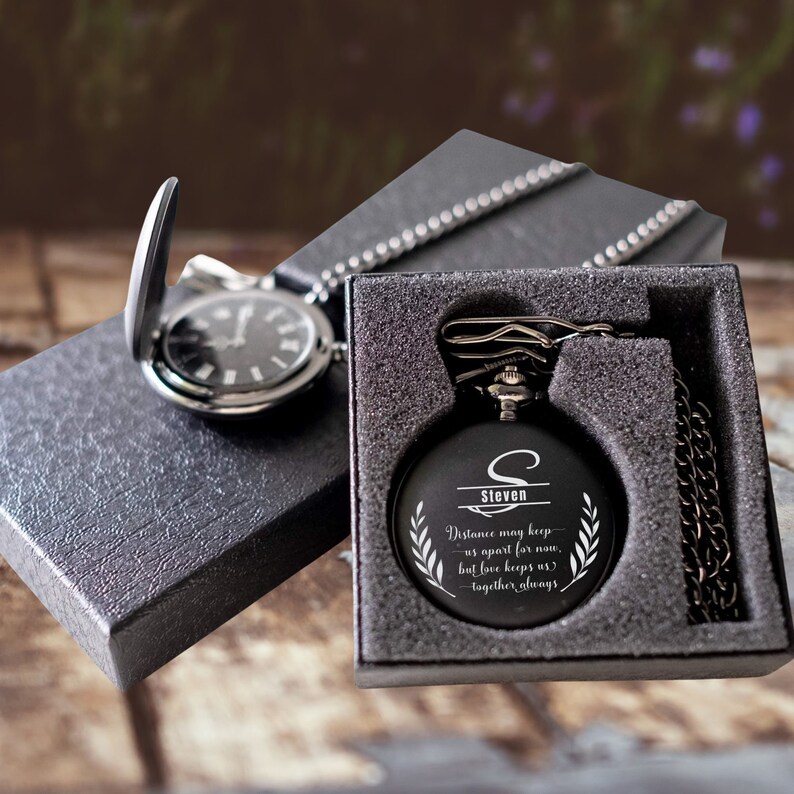 Custom Name Valentine's Gift for Boyfriend, Meaningful Gift for Husband, Gifts for First Valentine's, Personalized Pocket Watch for Men image 3