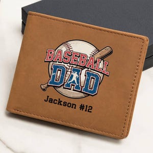 Regalo personalizado para papá del béisbol, billetera de cuero genuino para hombre, regalo del Día del Padre para papá, billetera delgada con nombre personalizado para hombre, regalo único para papá