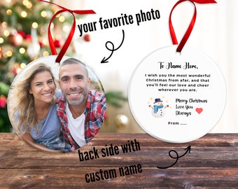 Photo Ornament for Christmas, Long Distance Relationship Gifts, Custom Name Christmas Ornament 2023