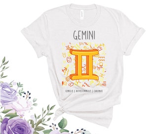 Gemini Zodiac Unisex Tshirt, Gemini Constellation Shirt, May June Birthday Gift ZDC