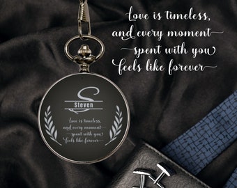 Personalized Valentine's Gift for Boyfriend, Meaningful Gift for Husband, Gifts for First Valentine's, Custom Name Pocket Watch for Men