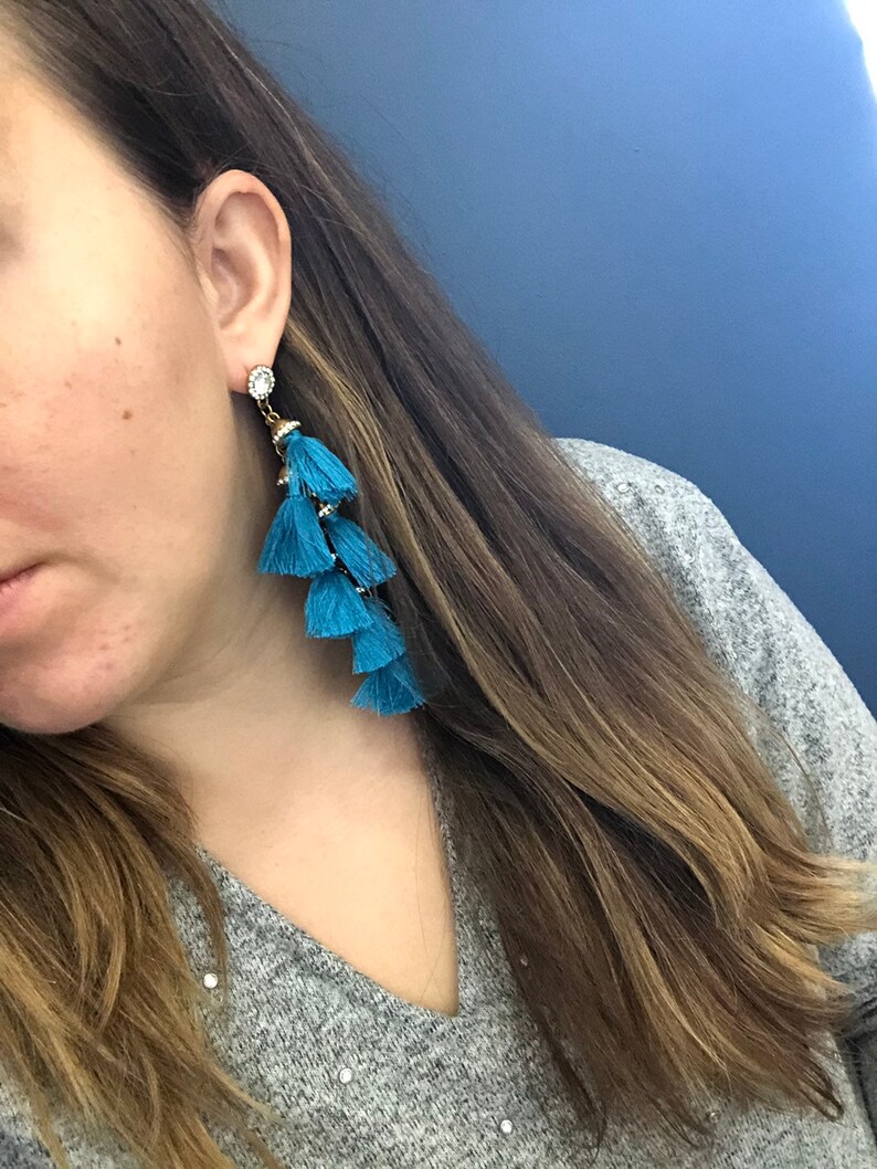 Red Statement Tassel Hanging Earrings