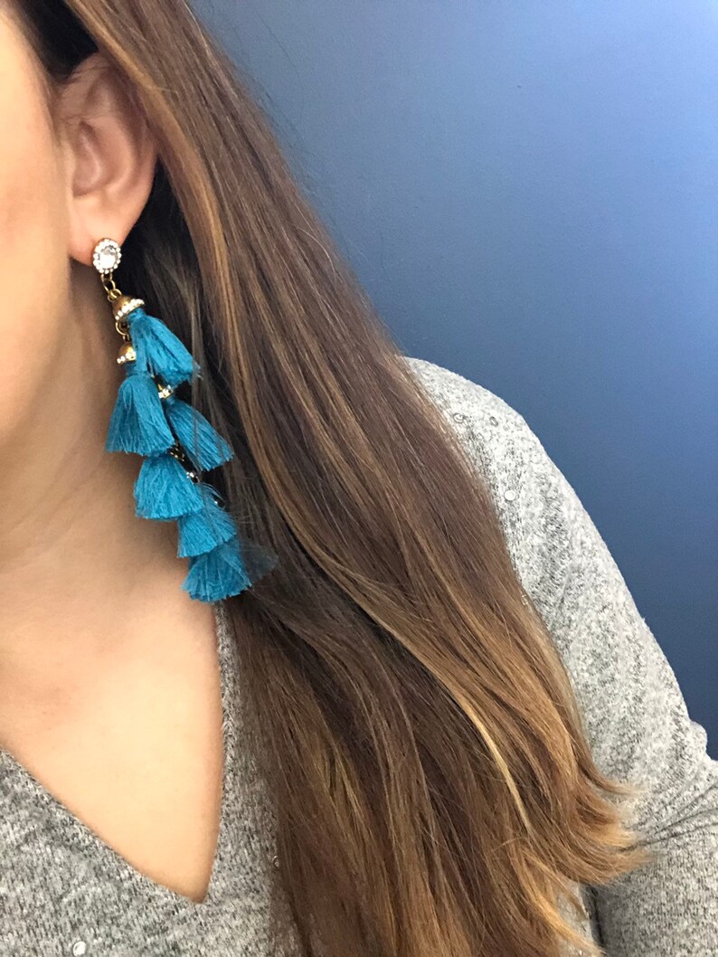 Red Statement Tassel Hanging Earrings