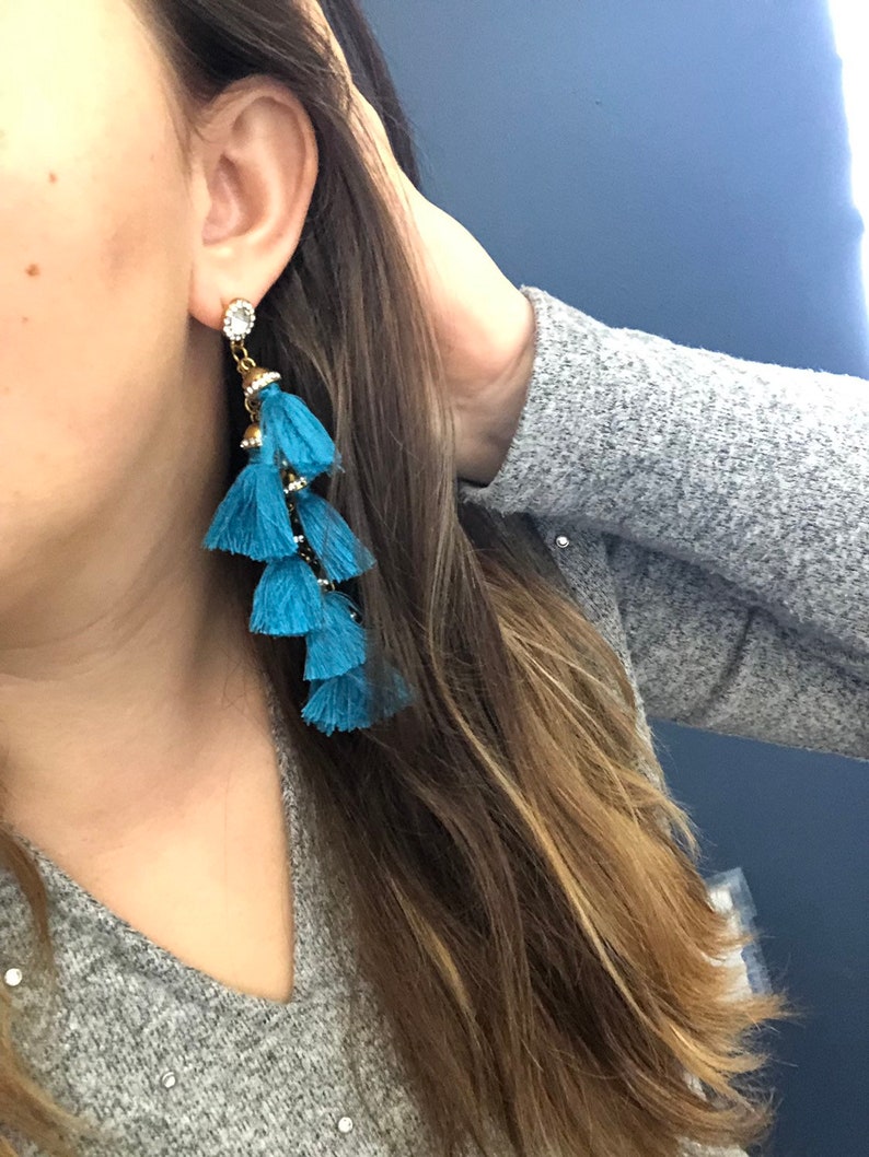 Red Statement Tassel Hanging Earrings