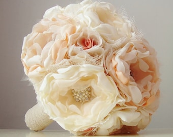 Brooch Bouquet,  Wedding, Fabric Flower Bouquet, Brooch Bouquet, Vintage Wedding, Bridal Bouquet, 50% DEPOSIT PAYMENT ONLY