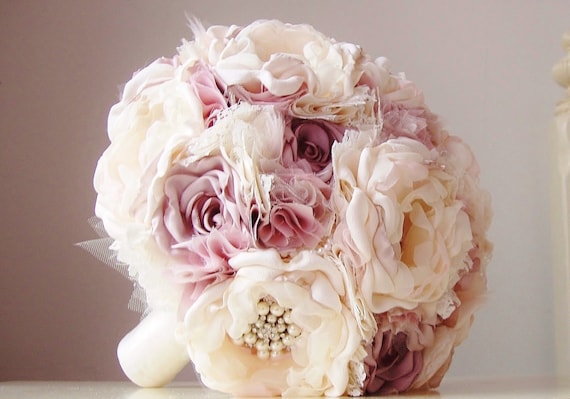 Bouquet De Fleurs En Tissu Bouquet Brooch Mariage Bouquet De Mariée De Tissu Mariage Vintage 50 Deposit Payment