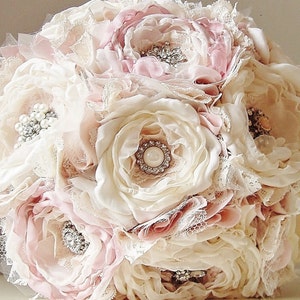 Ivory and Blush Brooch Bouquet, Bridal Bouquet, Wedding Bouquet, 50% DEPOSIT PAYMENT ONLY image 2